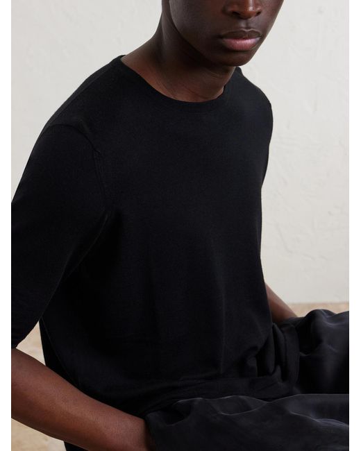 William Lockie Black Virgin Wool T-Shirt for men