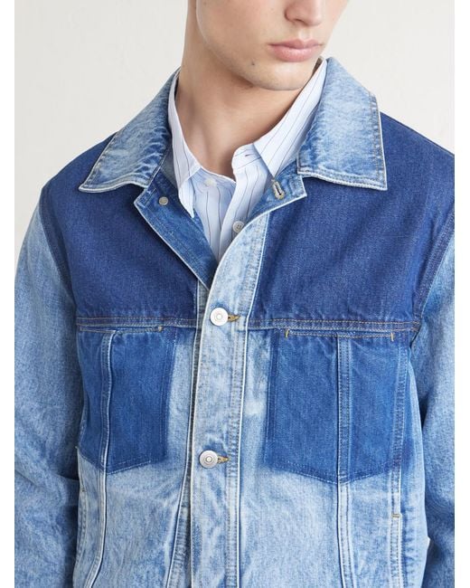 Maison Margiela Blue Patchwork Denim Jacket for men