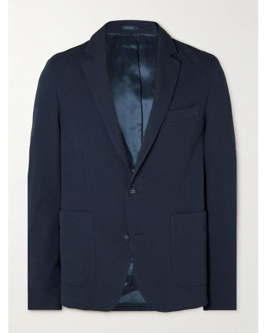 Officine Generale Blue Nehemiah Cotton-seersucker Suit Jacket for men