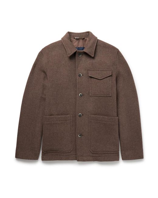 Herno Brown Wool-Blend Felt Overshirt for men