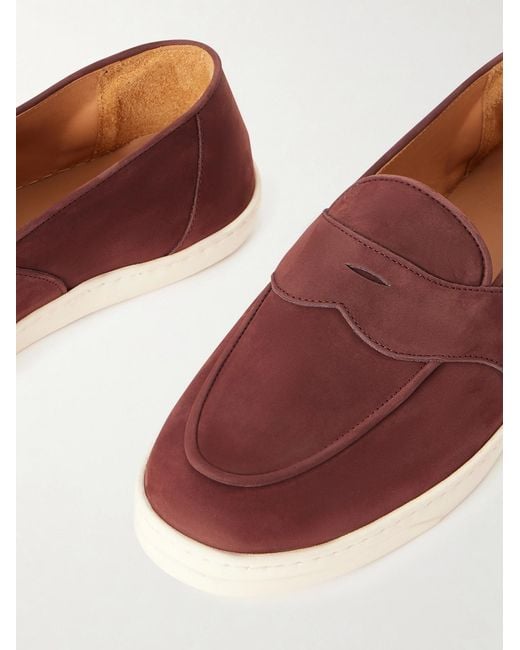 George Cleverley Brown Joey Nubuck Penny Loafers for men