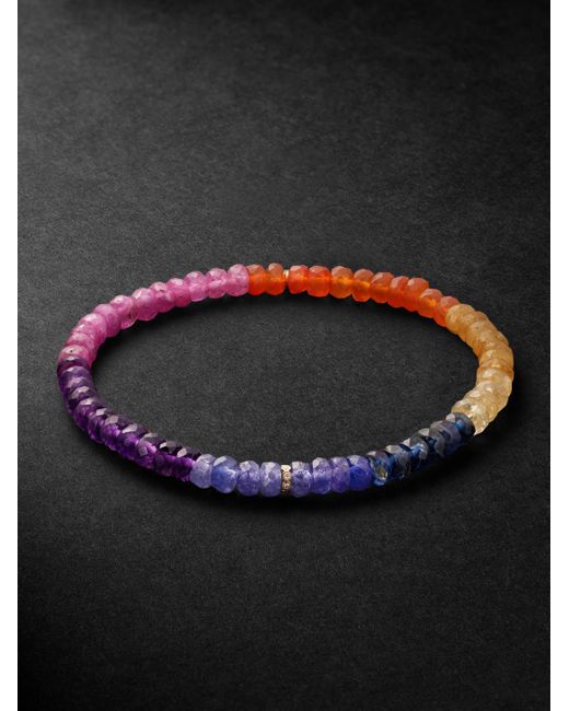 Sydney Evan Black 14-Karat Multi-Stone Beaded Bracelet for men