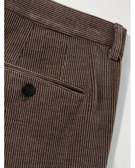 Caruso Brown Slim-Fit Straight-Leg Cotton-Blend Corduroy Suit Trousers for men