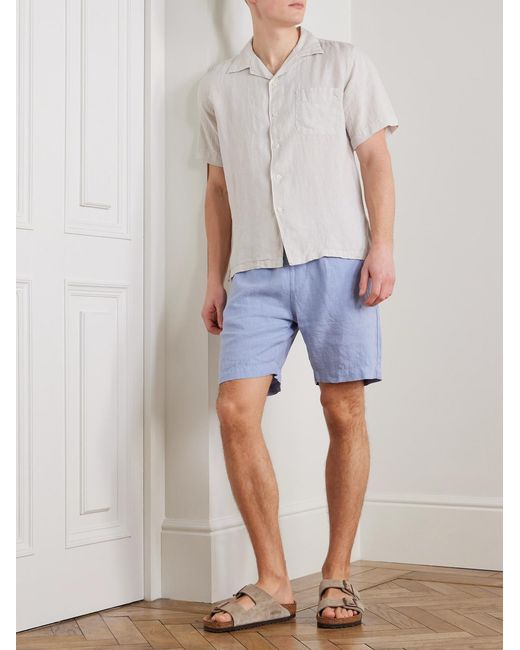 Hartford White Palmito Mc Pat Convertible-Collar Linen Shirt for men