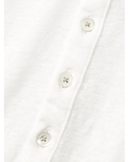 Polo slim-fit in lino Raya di Massimo Alba in White da Uomo