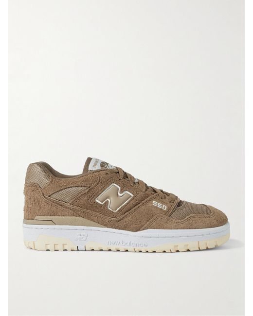 New Balance Brown 550 Leather-trimmed Suede And Mesh Sneakers for men