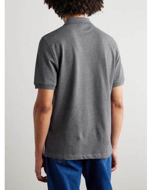 Brunello Cucinelli Gray Slim-Fit Cotton-Piqué Polo Shirt for men