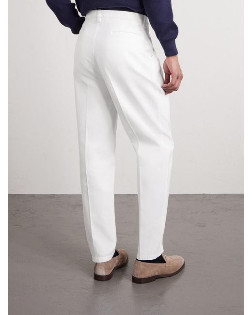 Brunello Cucinelli White Straight-Leg Cotton Chinos for men