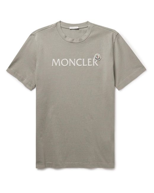 Moncler Gray Logo-flocked Appliquéd Cotton-jersey T-shirt for men