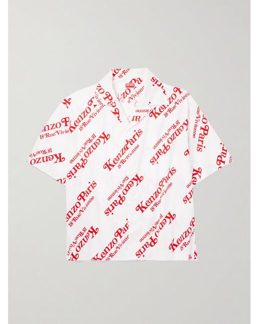 KENZO VERDY Hemd aus Baumwollpopeline mit Logoprint und Reverskragen in Pink für Herren