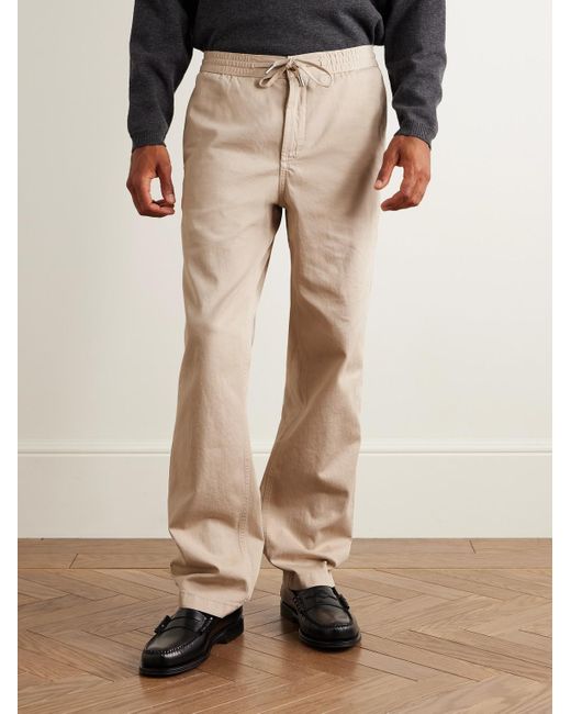 Mr P. Natural Edward Straight-Leg Organic Cotton-Twill Drawstring Trousers for men