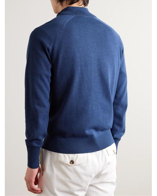 Sid Mashburn Blue Cotton Half-zip Sweater for men