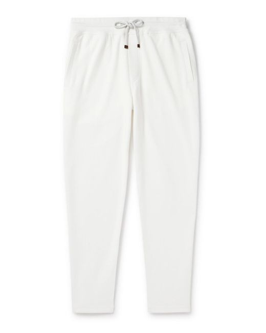 Brunello Cucinelli White Straight-leg Cotton-blend Jersey Sweatpants for men