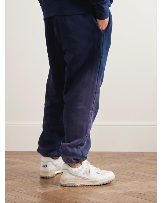 Les Tien Blue Straight-Leg Garment-Dyed Cotton-Jersey Sweatpants for men