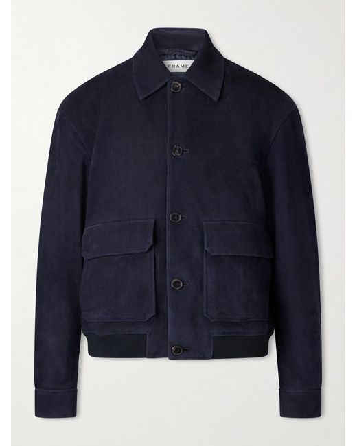 FRAME Blue Suede Blouson Jacket for men