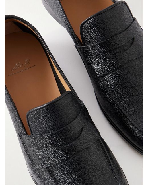 Mr P. Black Alder Full-grain Leather Penny Loafers for men