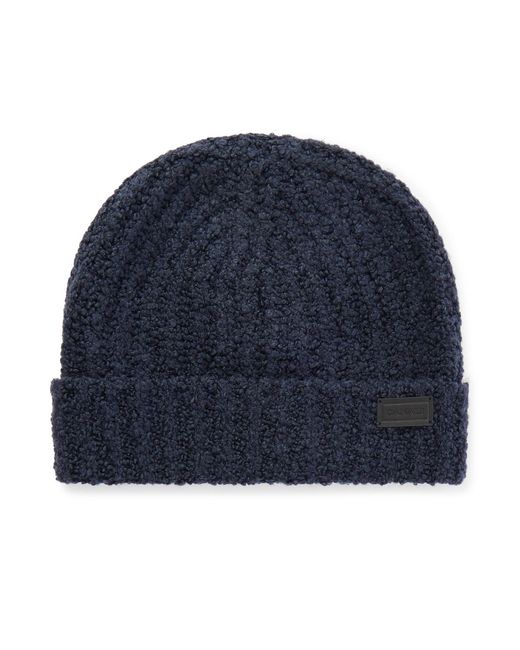 Canali Blue Ribbed Wool And Silk-Blend Beanie