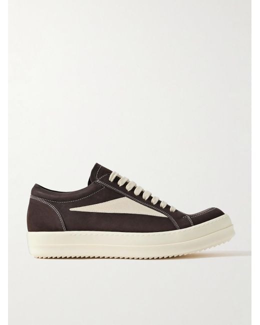Rick Owens Brown Vintage Suede-Trimmed Nubuck Sneakers for men