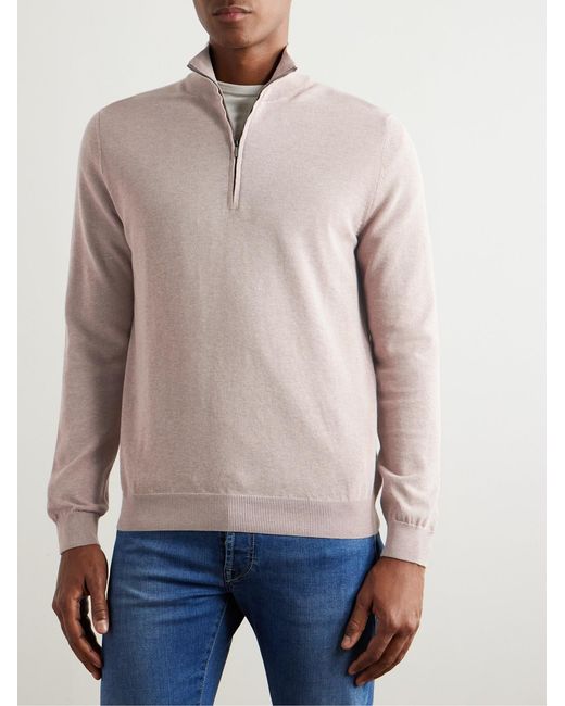 Slowear Natural Zanone Slim-fit Cotton Zip-up Sweater for men