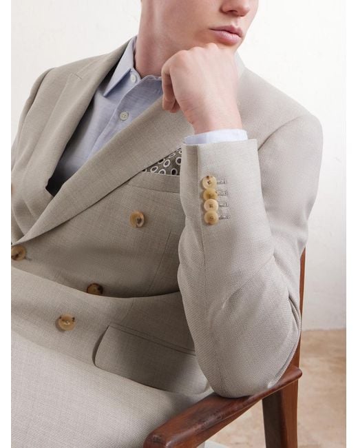 Mr P. Gray Double-Breasted Wool-Hopsack Suit Jacket for men