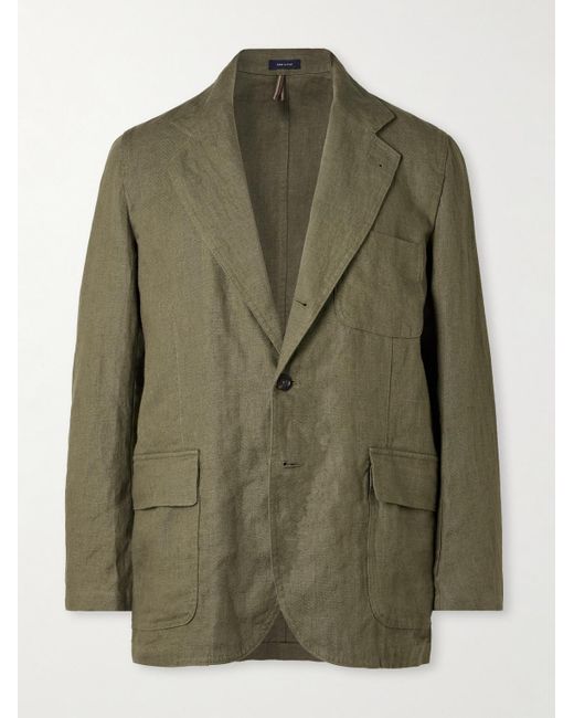 Drake's Green Mk. I Antique Games Unstructured Linen Blazer for men