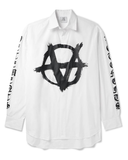 Vetements White Logo-print Cotton-poplin Shirt for men