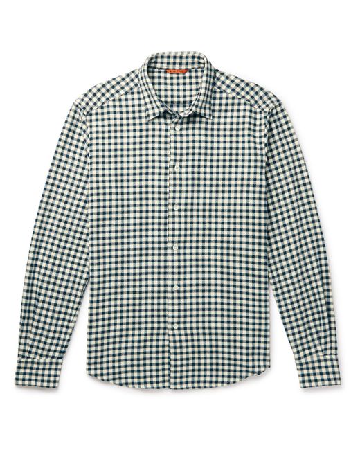 Barena Blue Coppi Slim-fit Gingham Cotton-flannel Shirt for men