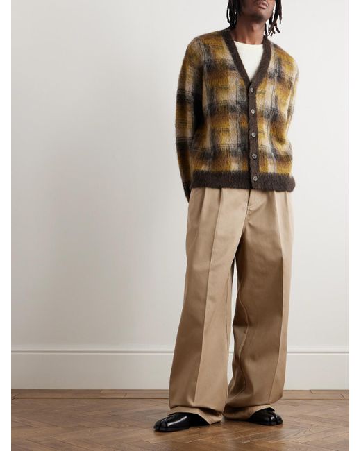 Pendleton Pantaloni a gamba larga in twill con inserti in lana vergine a quadri e pinces Skater di Maison Margiela in Natural da Uomo