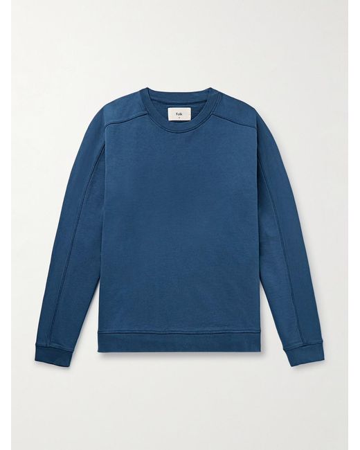 Folk Blue Prism Garment-Dyed Cotton-Jersey Sweatshirt for men