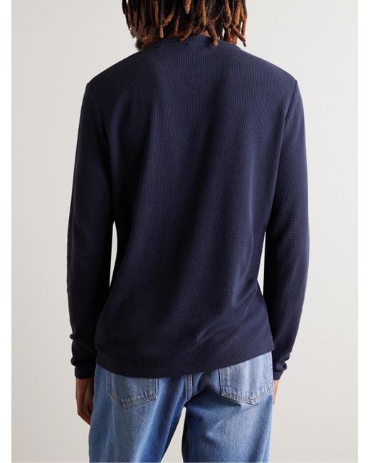 NN07 Blue Clive Waffle-Knit Cotton And Modal-Blend T-Shirt for men