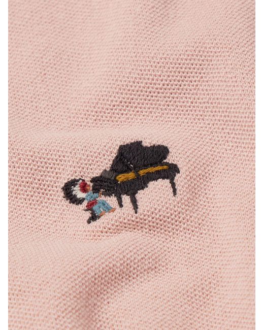 Kapital Pink Box Striped Embroidered Cotton-Piqué Polo Shirt for men