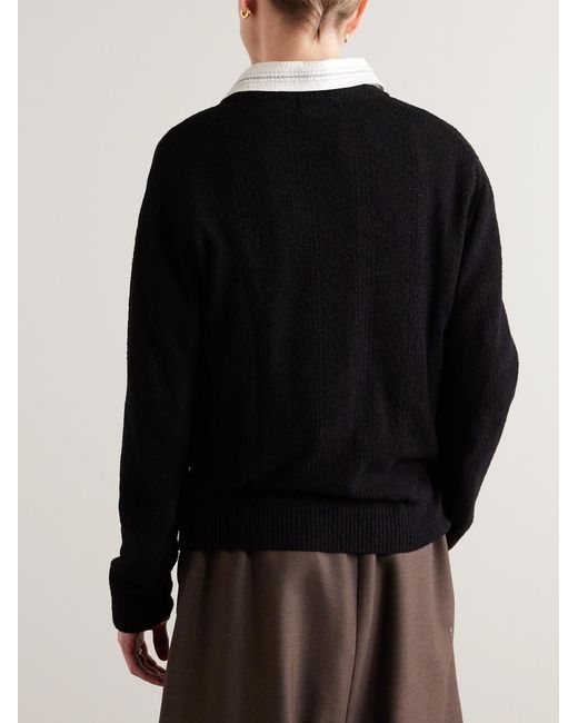 mfpen Black Everyday Striped Organic Cotton-Blend Bouclé Sweater for men