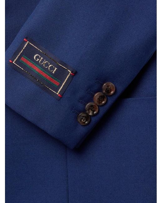 Gucci Blue Logo-appliquéd Twill Blazer for men