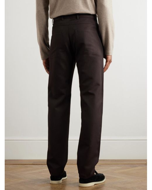 Loro Piana Black Harper Portland Straight-Leg Wool And Cotton-Blend Twill Trousers for men