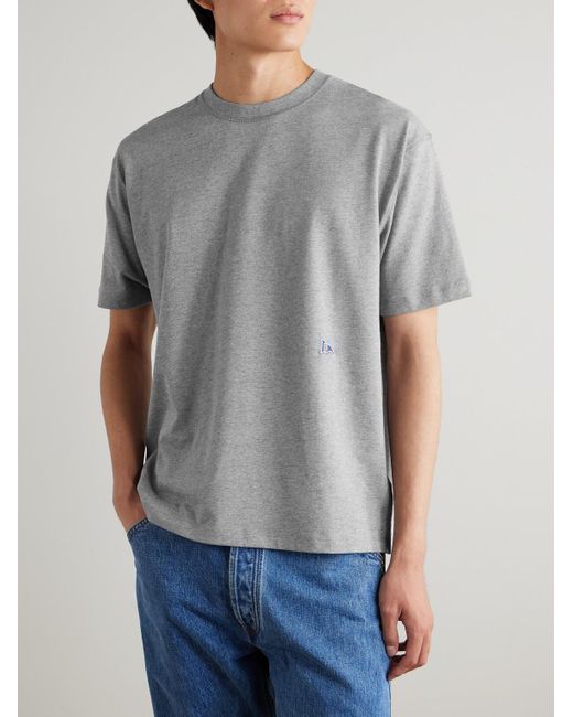 Drake's Gray Him Hiking Logo-embroidered Cotton-jersey T-shirt for men