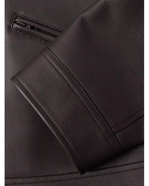 Loro Piana Gray Gail Full-Grain Leather Jacket for men