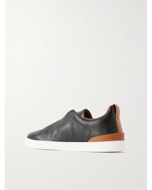 Zegna Triple StitchTM Slip-ons aus vollnarbigem Wildleder in Black für Herren