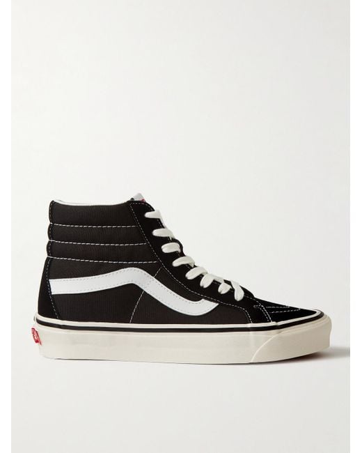 Vans Black Sk8-hi Leather-trimmed Suede And Canvas High-top Sneakers for men