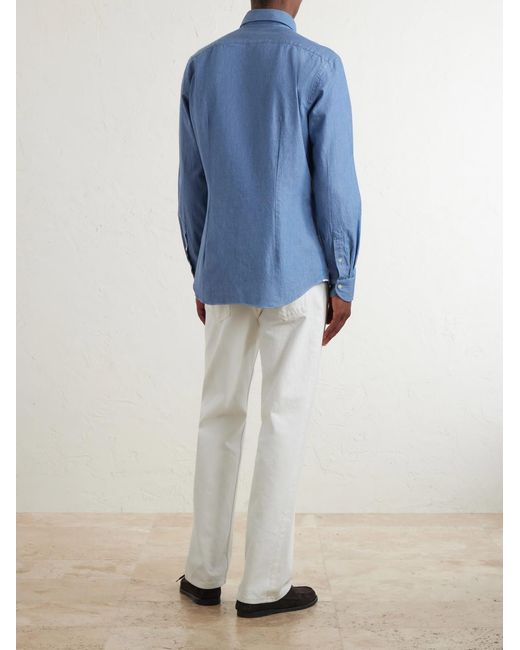Slowear Blue Cotton-Twill Shirt for men