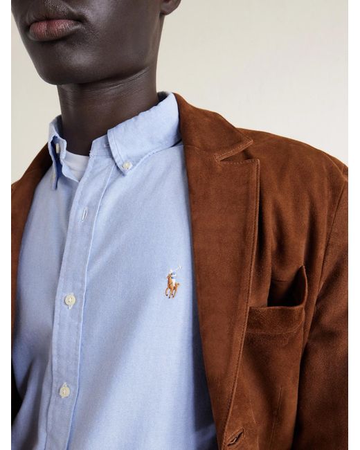 Polo Ralph Lauren Blue Button-down Collar Logo-embroidered Cotton Oxford Shirt for men