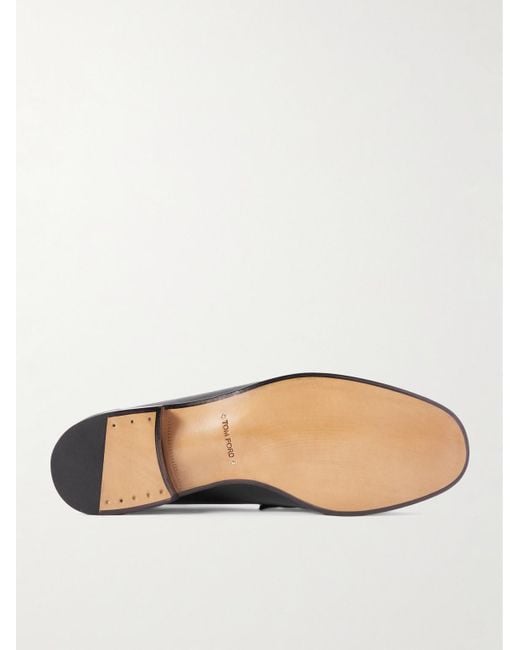 Tom Ford Black York Full-Grain Leather Penny Loafers for men