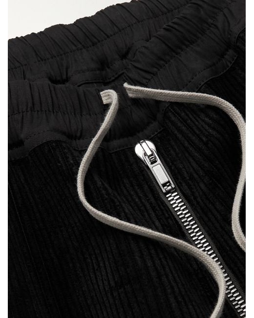 Rick Owens Black Cotton-Corduroy Drawstring Trousers for men