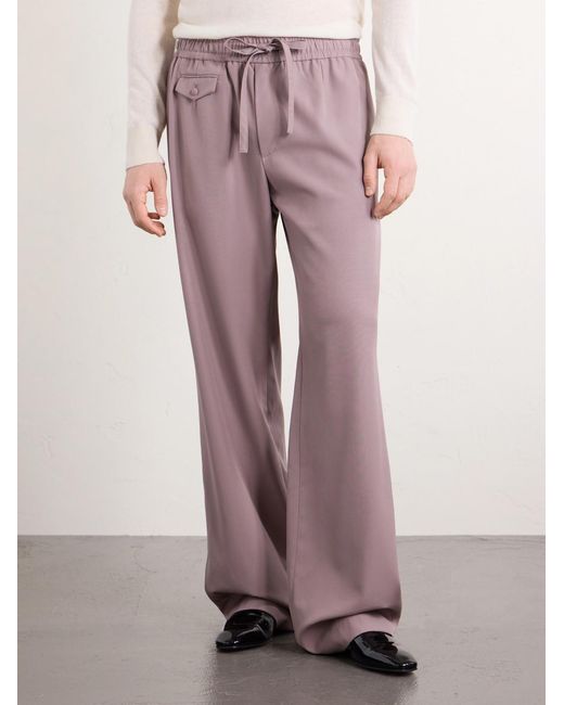 Dolce & Gabbana Purple Straight-Leg Virgin Wool Drawstring Suit Trousers for men