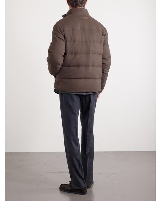 Zegna Brown Quilted Oasi Cashmere Down Jacket for men