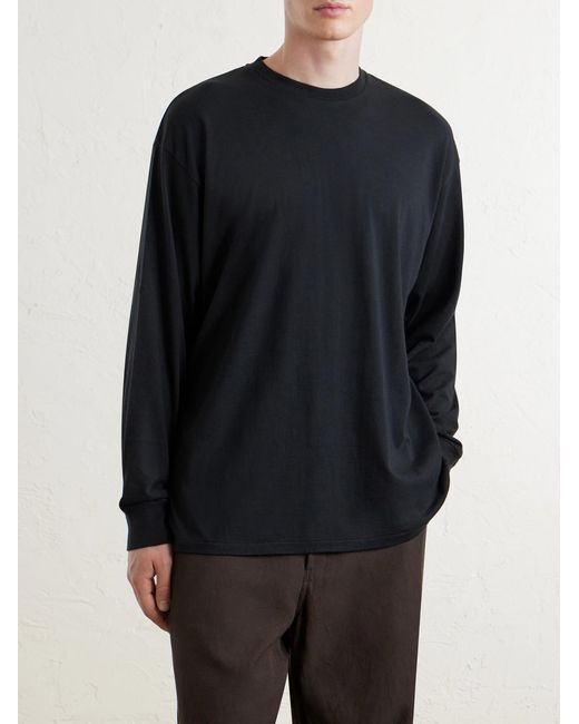 A.PRESSE Blue Cotton And Cashmere-Blend T-Shirt for men