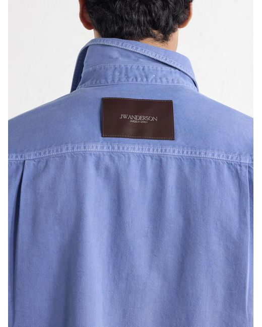 J.W. Anderson Blue Logo-Embroidered Cotton-Twill Shirt for men