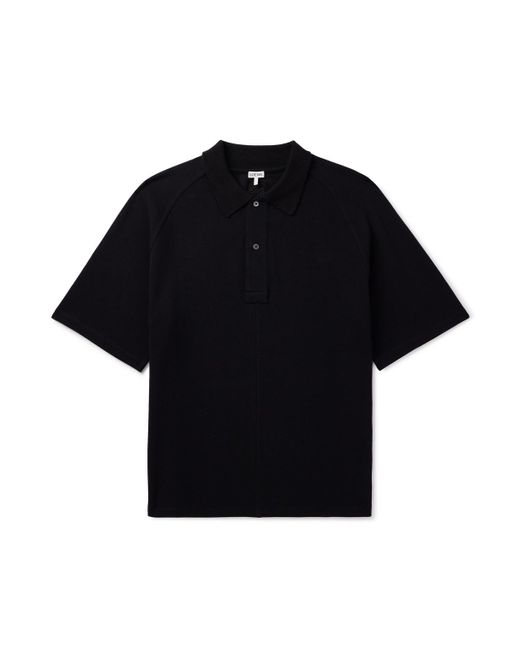 Loewe Black Logo-embroiderd Cotton-piqué Polo Shirt for men