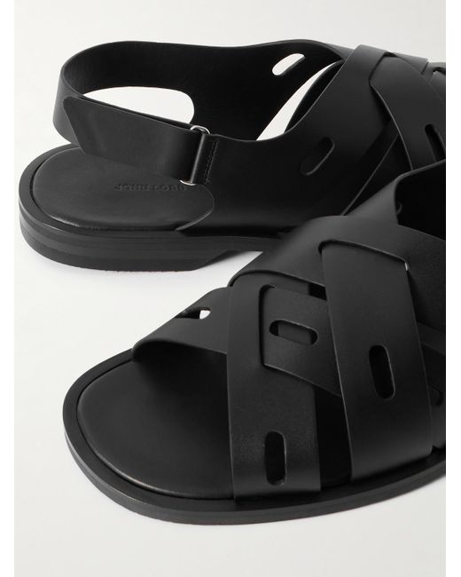 John Lobb White Seaford Woven Leather Sandals for men