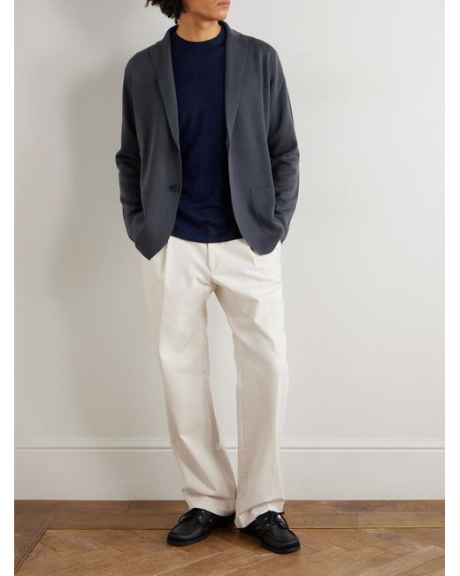 Thom Sweeney Blue Cashmere And Silk-Blend Sweater for men