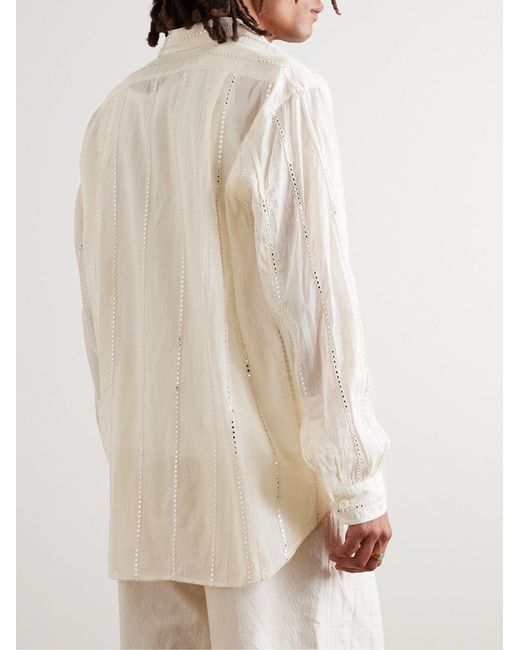 Kartik Research Natural Embellished Embroidered Cotton-Gauze Shirt for men